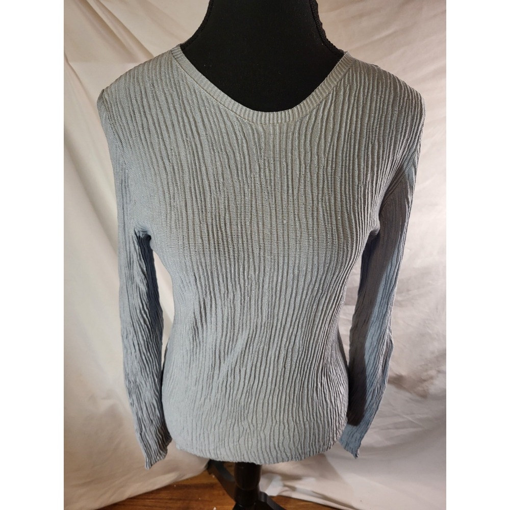 Lilysilk Lily Silk Size Large Light Blue 100% Silk Textured Top